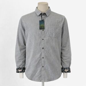 Pladra Flannel Shirt Mens 3XL Gray Cascade Long Sleeve Button Up Flip Cuff NEW